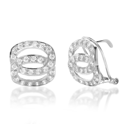 [4180P] Pendientes Omega Engaste Oro Blanco