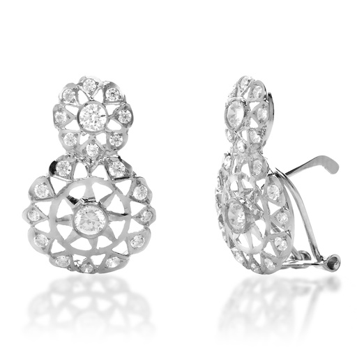 [7990] Pendientes Omega Oro Blanco