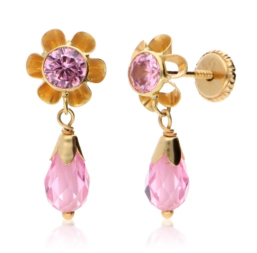[8452-1] Pendientes Tuerca Lágrima Color