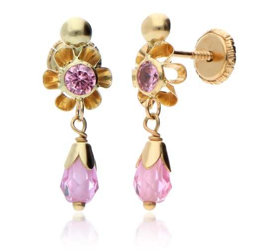 [8452-2] Pendientes Tuerca Lágrima Color