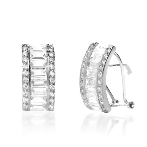 [4615p] Pendientes Omega Engaste Oro Blanco
