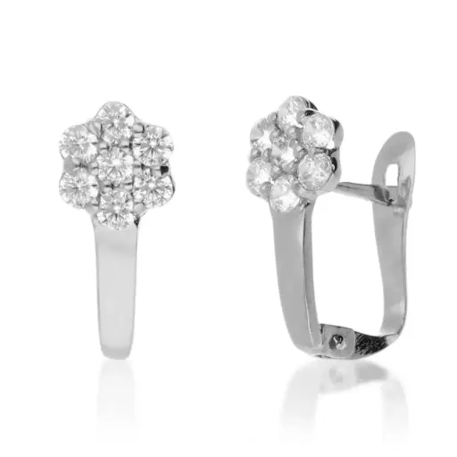 [4362p OBL] Pendientes Catalán Cuajo Engaste Oro Blanco
