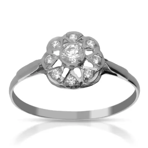 [4334s OBL] Sortija Roseta Oro Blanco