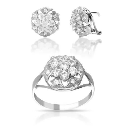 [4117 P S OBL] Juego Omega Circonita Oro Blanco