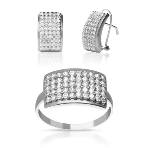 [4179 P S OBL] Juego Omega Circonita Oro Blanco