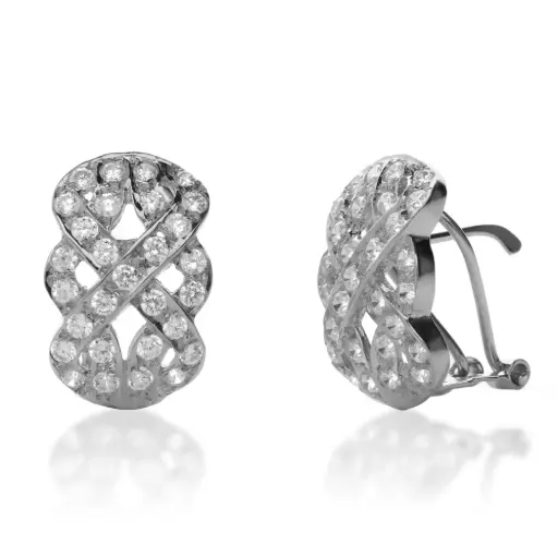 [4109p] Pendientes Omega Engaste Oro Blanco
