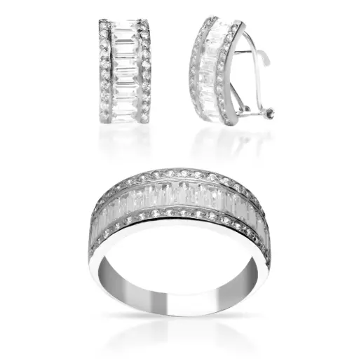 [4615 P S OBL] Juego Omega Circonita Oro Blanco