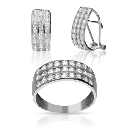 [TU 721 P S OBL] Juego Omega Circonita Oro Blanco