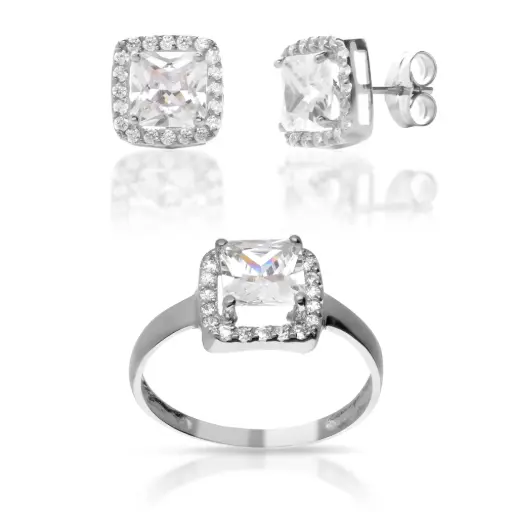 [7270 P S OBL Circonita] Juego Presión Engaste Oro Blanco