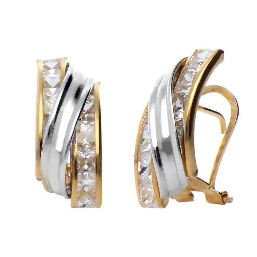 [7323] Pendientes Omega Bicolor Engaste