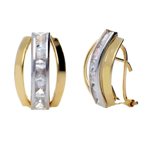 [7345] Pendientes Omega Bicolor Engaste