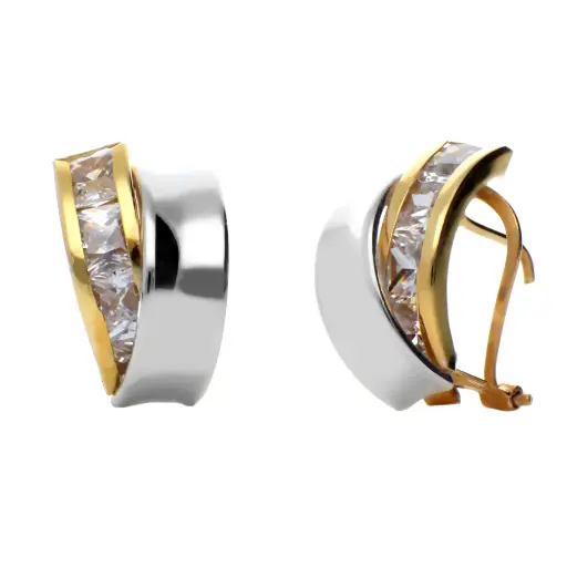 [7412] Pendientes Omega Bicolor Engaste