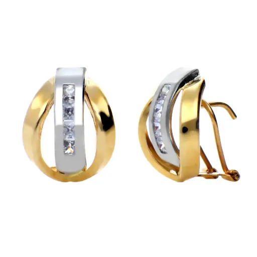 [7639] Pendientes Omega Bicolor Engaste