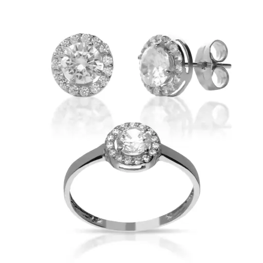 [8317 P S OBL Circonita] Juego Presión Engaste Oro Blanco