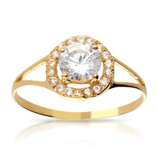 [4070s OA] Sortija Redonda Circonitas Oro Amarillo