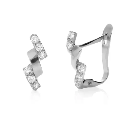 [4022p OBL] Pendientes Catalán Circonitas Oro Blanco
