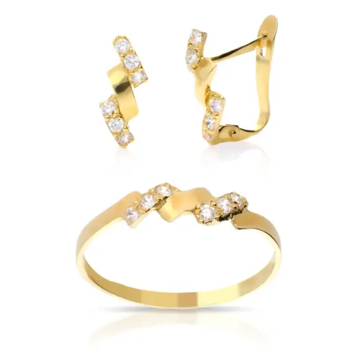 [4022 P S OA] Juego Catalán Circonitas Oro Amarillo 