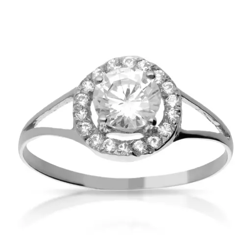 [4070s OBL] Sortija Redonda Circonitas Oro Blanco