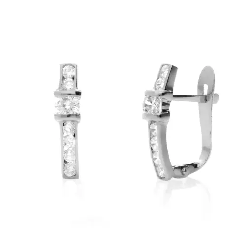 [4074p OBL] Pendientes Catalán Circonitas Oro Blanco
