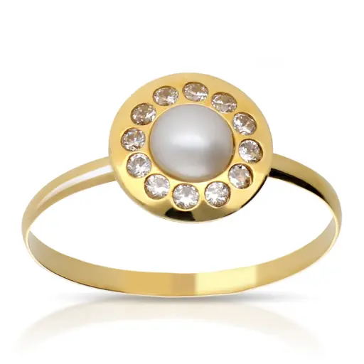 [4011s OA] Sortija Redonda Perla Oro Amarillo