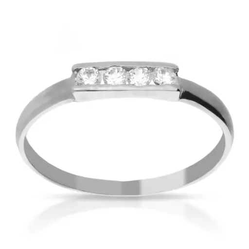 [4118s OBL] Sortija Circonitas Oro Blanco