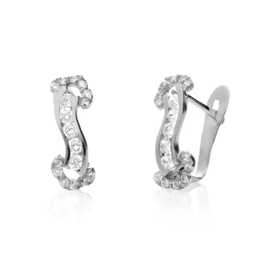 [4161p OBL] Pendientes Catalán Circonitas Oro Blanco
