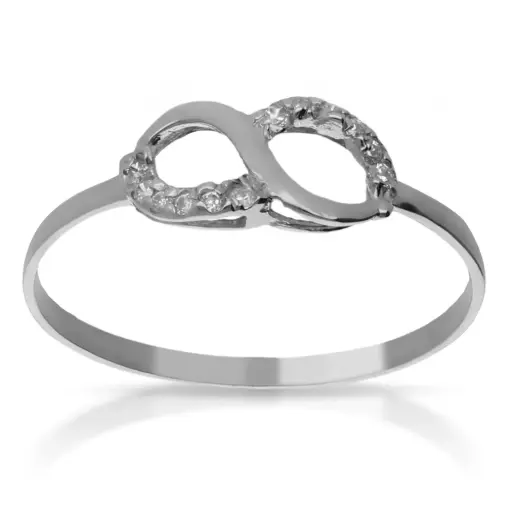 [4197s OBL] Sortija Infinito Circonitas Oro Blanco