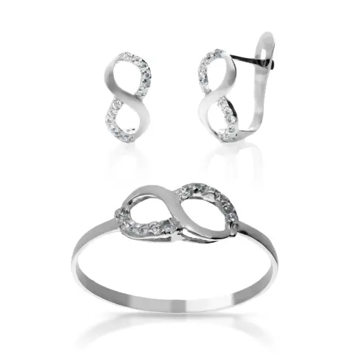 [4197  P S OBL] Juego Catalán Circonitas Oro Blanco