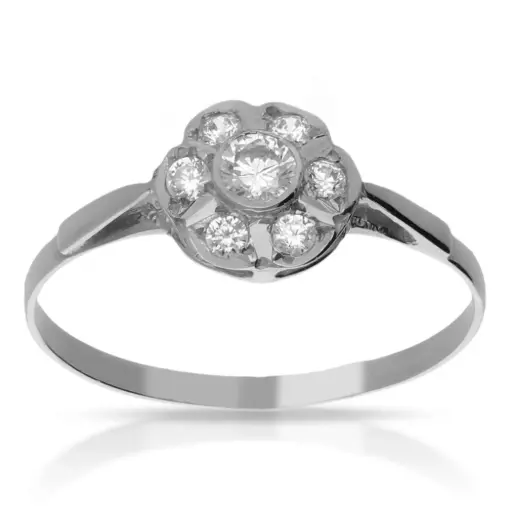 [4333s OBL] Sortija Roseta Oro Blanco