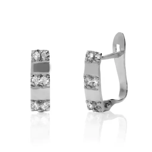 [4628p OBL] Pendientes Catalán Circonitas Oro Blanco