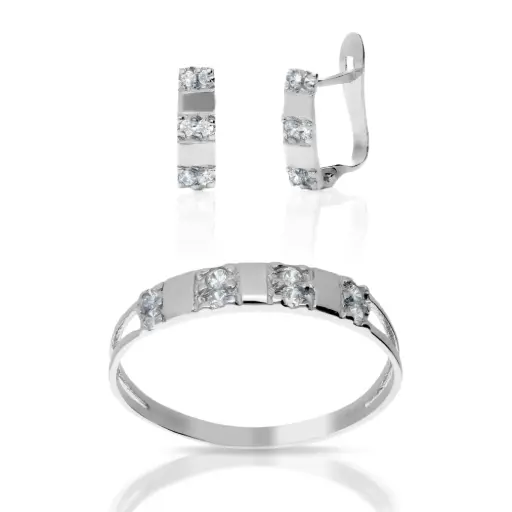 [4628 P S OBL] Juego Catalán Circonitas Oro Blanco
