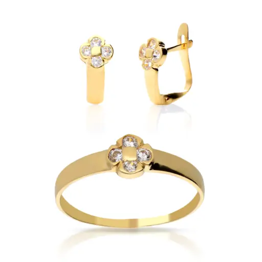 [4798  P S OA] Juego Catalán Circonitas Oro Amarillo 