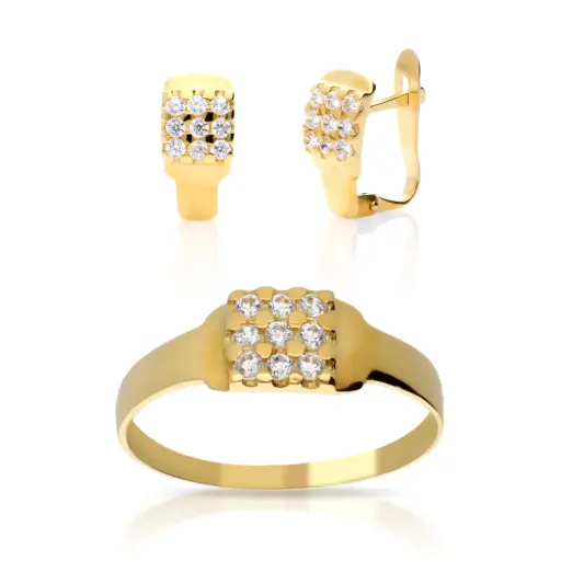 [4801 P S OA] Juego Catalán Circonitas Oro Amarillo 