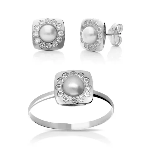 [4008P S OBL] Juego Presión Cuadrados Perla Oro Blanco
