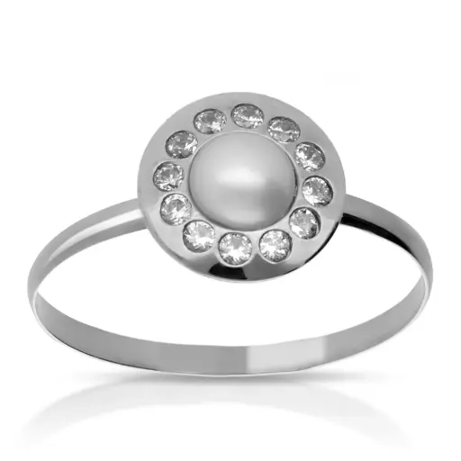 [4011s OBL] Sortija Redonda Perla Oro Blanco