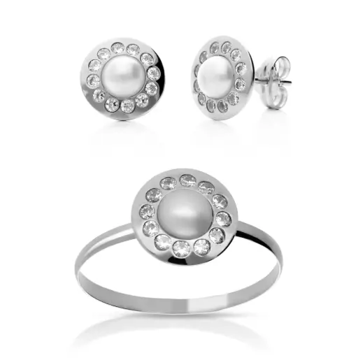 [4011 P S OBL] Juego Presión Redondos Perla Oro Blanco