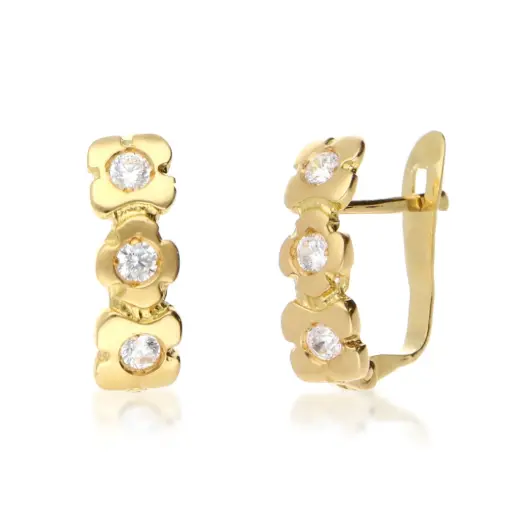 [4049p OA] Pendientes Catalán Flores Oro Amarillo
