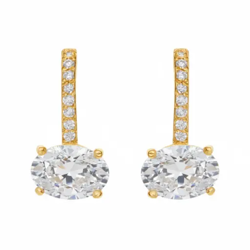 [7606 OA] Pendientes Presión Circonitas Oro Amarillo