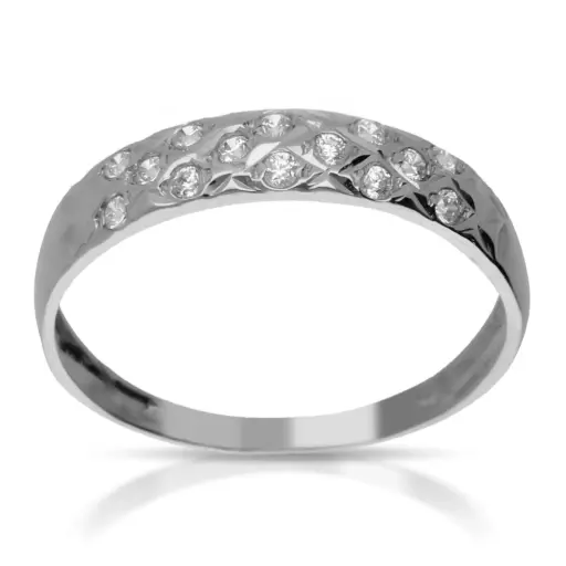 [4042s OBL] Sortija Circonitas Oro Blanco