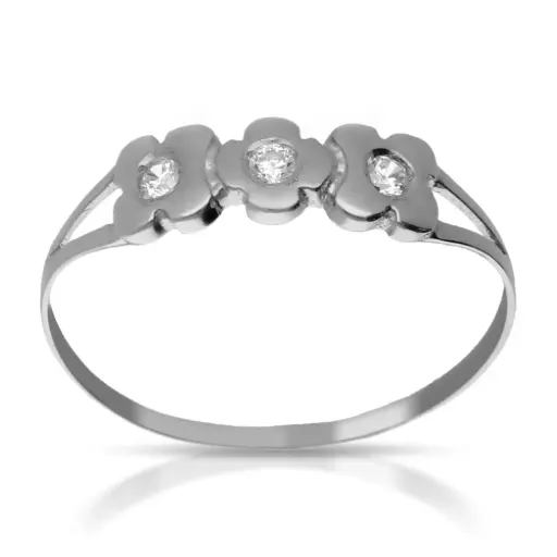 [4049s OBL] Sortija Flores Oro Blanco