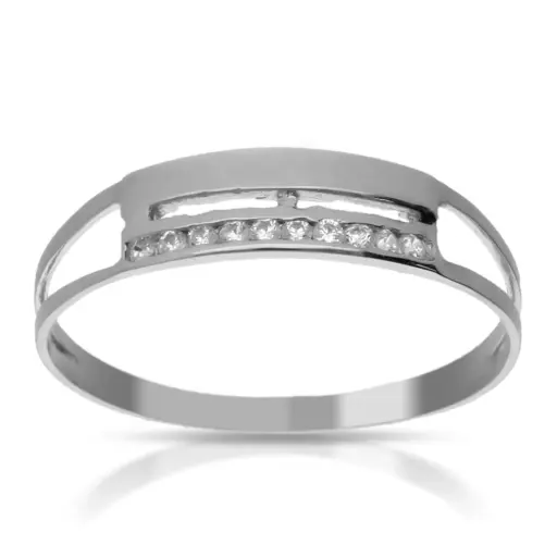 [4086s OBL] Sortija Circonitas Oro Blanco