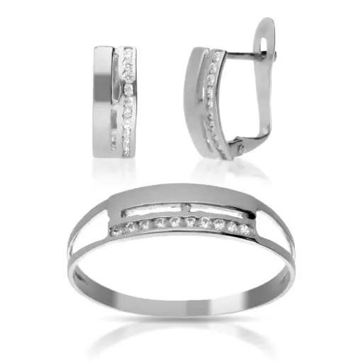 [4086 P S OBL] Juego Catalán Circonitas Oro Blanco