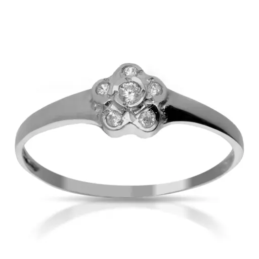 [4192s OBL] Sortija Flor Oro Blanco