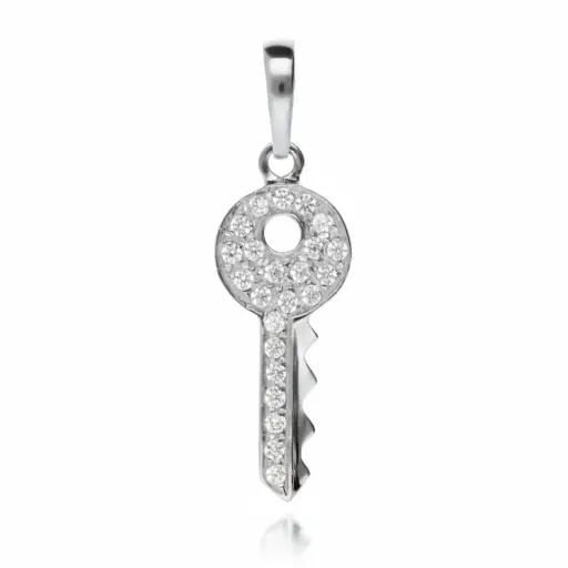 [2198 OBL] Colgante Llave Oro Blanco