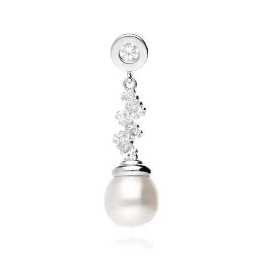 [7677c OBL] Colgante Largo con Perla Oro Blanco
