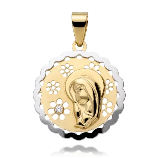[6033] Medalla Virgen Niña Bicolor  