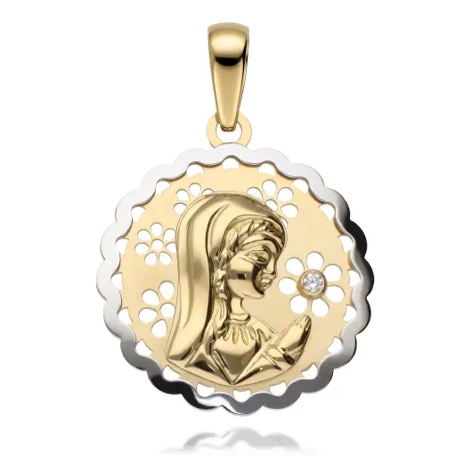 [6004] Medalla Virgen Niña Bicolor  