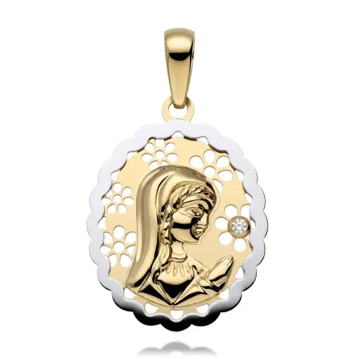 [6005] Medalla Virgen Niña Bicolor 