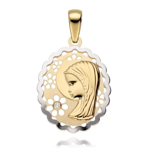[6064] Medalla Virgen Niña Bicolor 