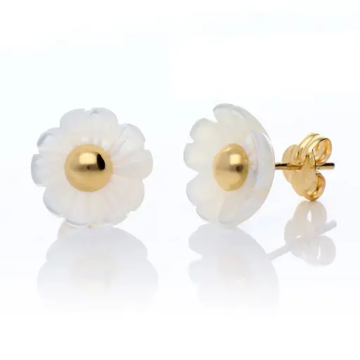 [8581] Pendientes Presión Flor Nácar